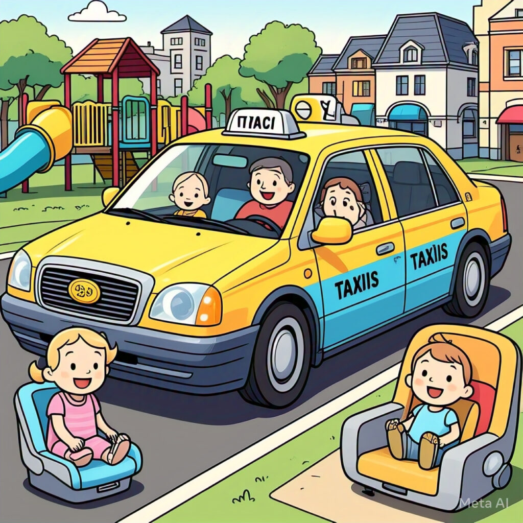 A child-friendly taxi with booster seats in Stillorgan, ensuring safe and comfortable travel for kids