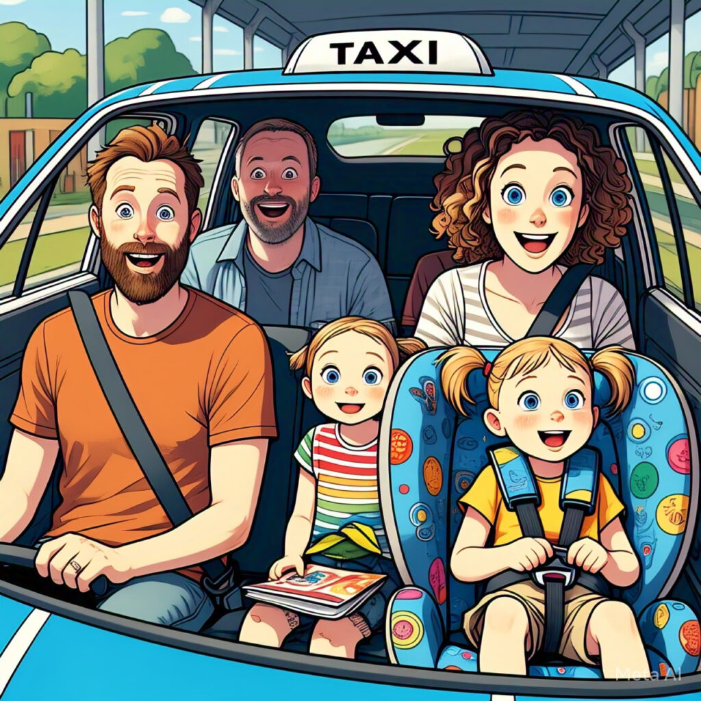 Family-friendly airport transfer from Wicklow Town to Dublin Airport with child safety seats and spacious taxi.